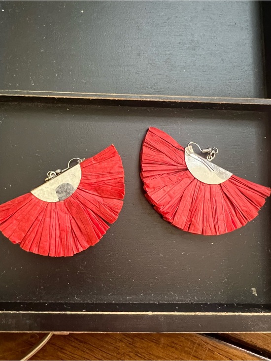 Source Unknown Accessories - Source Unknown Red Fan Fringe Earrings
